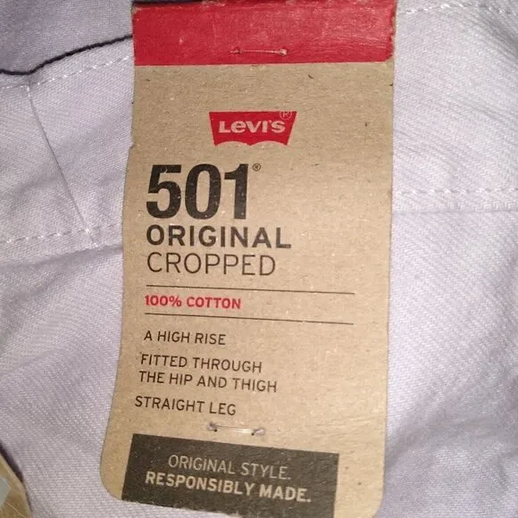 NWT Levy's 501 32x26 lilac cropped straight leg jeans - Picture 10 of 14